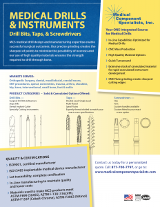 Cannulated Drills & Instruments- Drill Bits, Taps, Screwdrivers Datasheet