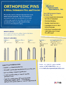 Orthopedic Pins- K Wires, Stenmann Pins, Trocars Datasheet