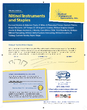 Nitinol Instruments and Staples Datasheet
